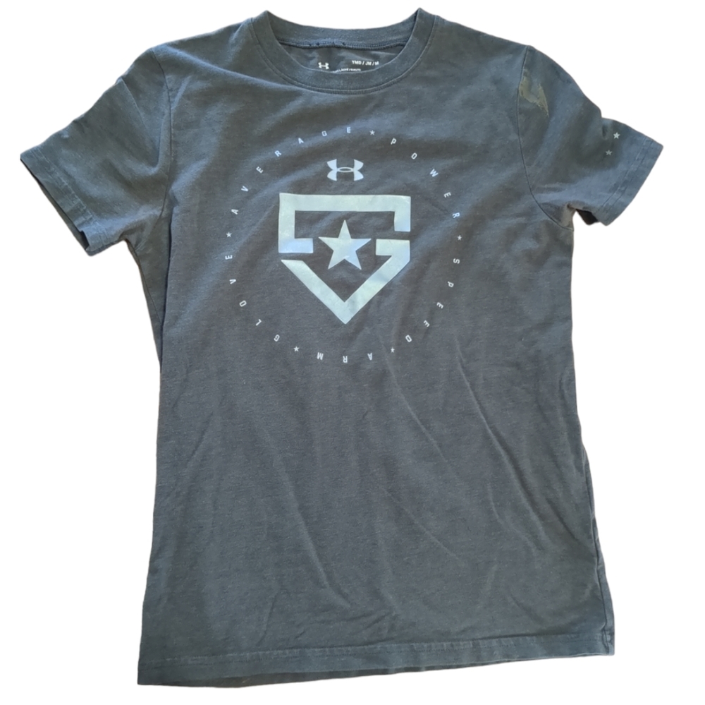 ❗$1 Bundled❗UNDER ARMOUR Dark Grey Loose Fit Heat Gear Baseball Graphic T Shirt
